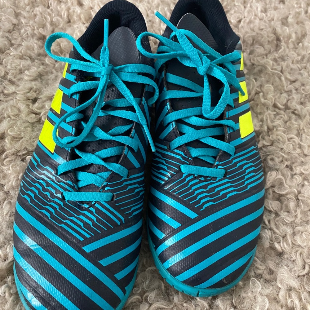 adidas Men's Athletic Shoes Black Teal with Neon Yellow Accents